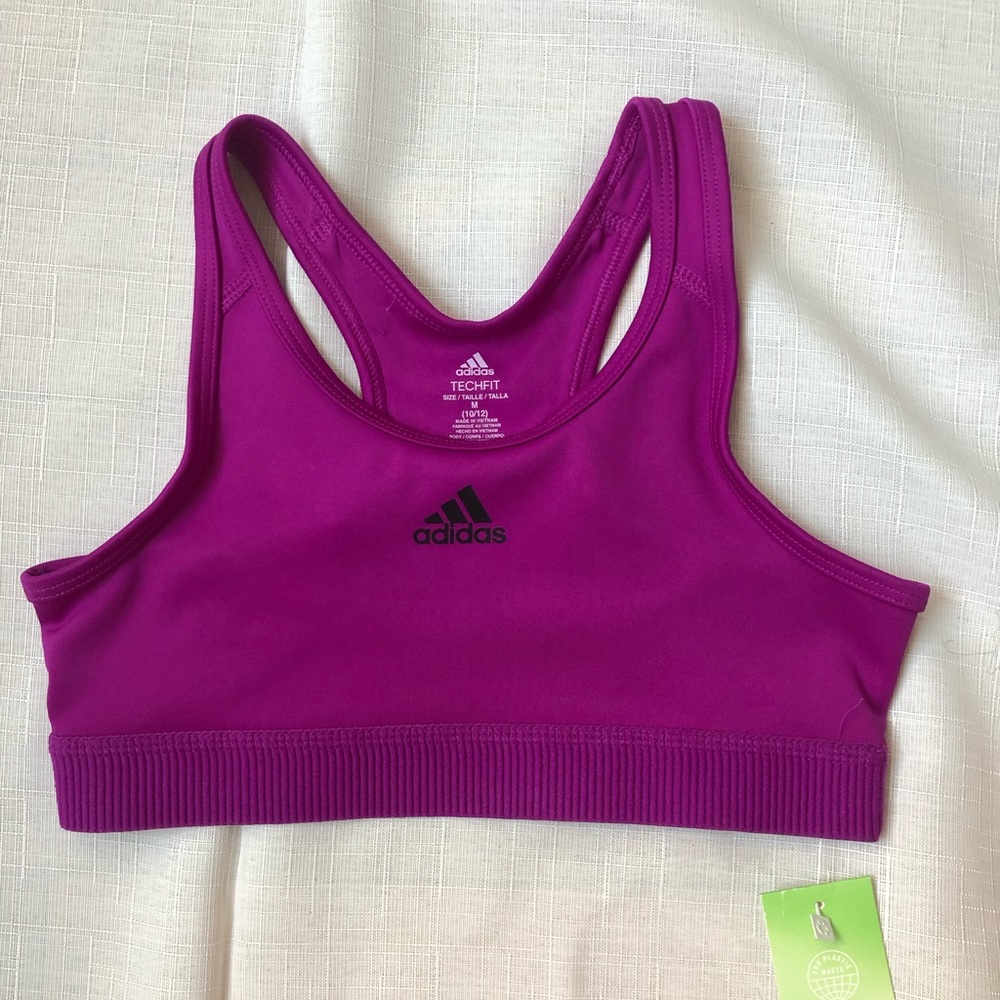 Adidas purple tech fit bra